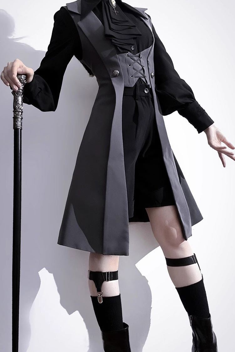 Black/Grey Dark Night Overture Gothic Vintage Ouji Fashion Lolita Vest - Product - 5