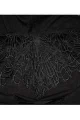 Black/Red Knitted Long Sleeves Big Hat Mystery Witch Rose Pattern Women's Gothic Coat - Product - 10