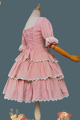 Tulip Print Embroidery Short Sleeves Multi-layer Sweet Elegant Lolita Jsk Dress 3 Colors - Product - 11