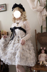 Multi-Color [Wonderland Travels] Multi-Layered Print Ruffle Bowknot Sweet Lolita Tiered Dress - Product - 7