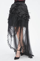 Black Multi-layer Stitching Lace Womens Gothic Skirt - Product - 4