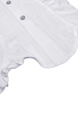 White Short Puff Sleeves Ruffled Neckline Lace Lace-Up Women's Gothic Blouse - Product - 18