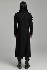 Black Stand Collar Detachable Versatile Men's Punk Coat - Product - 4
