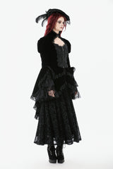Black Long Puff Sleeves Multi-Layered Ruffled Lace Hem High Low Women's Gothic Coatlet - Product - 2