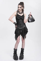 Black Halterneck Ripped Chained Women's Punk Vest - Product - 8