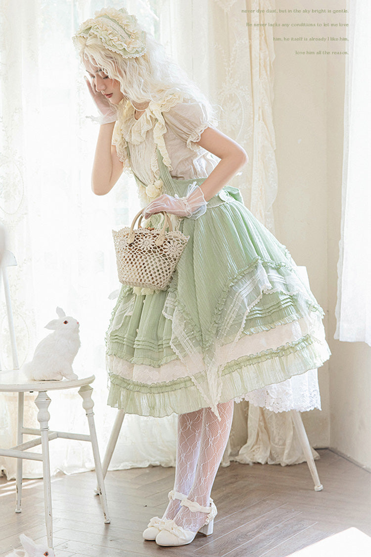 Green Doll Window Ruffle Sweet Lolita Jsk Tiered Dress - Product - 2