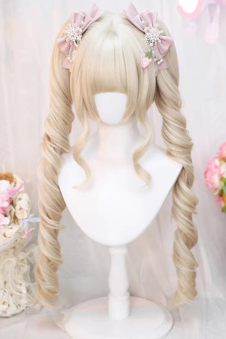 Yellow Anime-Style Twin-Tail Sweet Japanese Lolita Wig - Yellow - 1