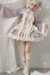 Purple White Pear Dream Multi-layer Ruffle Lace Sweet Chinese Style Princess Lolita Jsk Dress - Product - 8