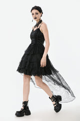 Black Sleeveless Multi-Layered Lace Women's Gothic Fishtail Slip Dress Graduation Dress - Product - 11
