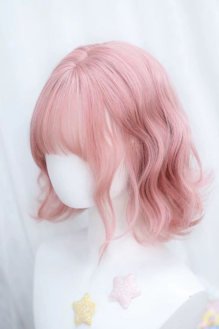 Peachy Pink Natural Fluffy Short Curls Sweet Lolita Wig - Product - 4