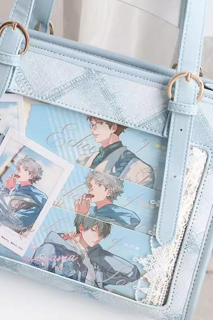 Diamond Print Sweet Japanese Lolita Shoulder Itabag 4 Colors - Light-Blue - 8