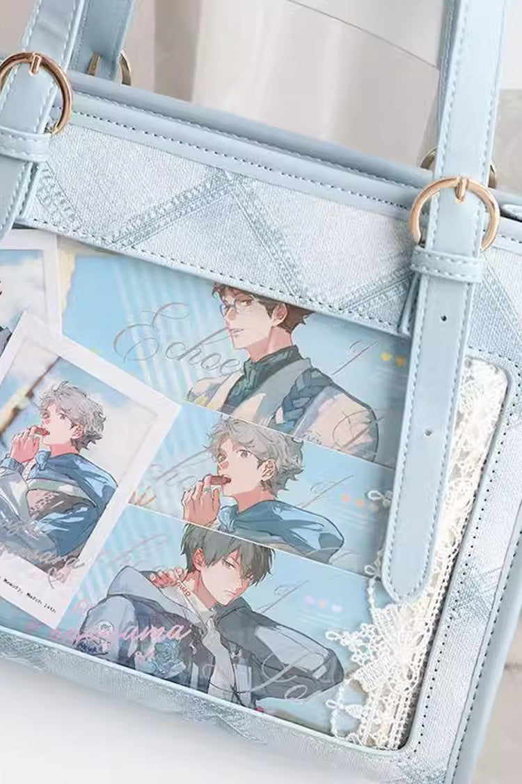 Diamond Print Sweet Japanese Lolita Shoulder Itabag 4 Colors - Light-Blue - 8