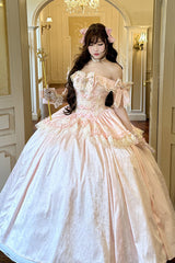 Pink [White Moonlight Lover] Romantic Commemorative Ceremony Sleeveless Ruffled Bow Lace Lace-Up Sweet Elegant Lolita Strapless Dress - Product - 2