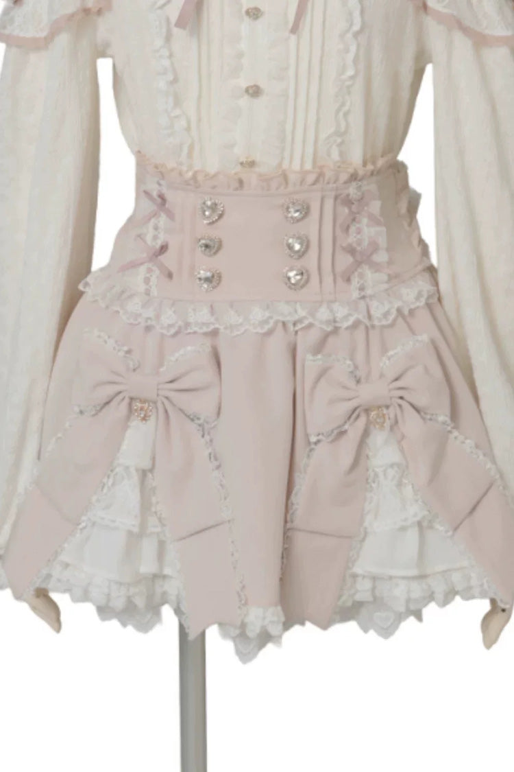 Jirai Kei Plaid Printed Ruffled Bow Gothic Japanese Lolita Skirt 3 Colors - Pink - 2