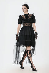 Black Short Puff Sleeves High/low Multi-Layered Women's Gothic Chiffon Dress Wedding Dress - Product - 2