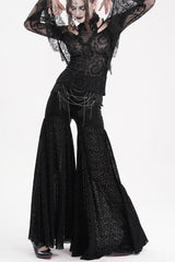 Black Chain Jacquard Floral Hollow Lace Women's Gothic Pants - Product - 6
