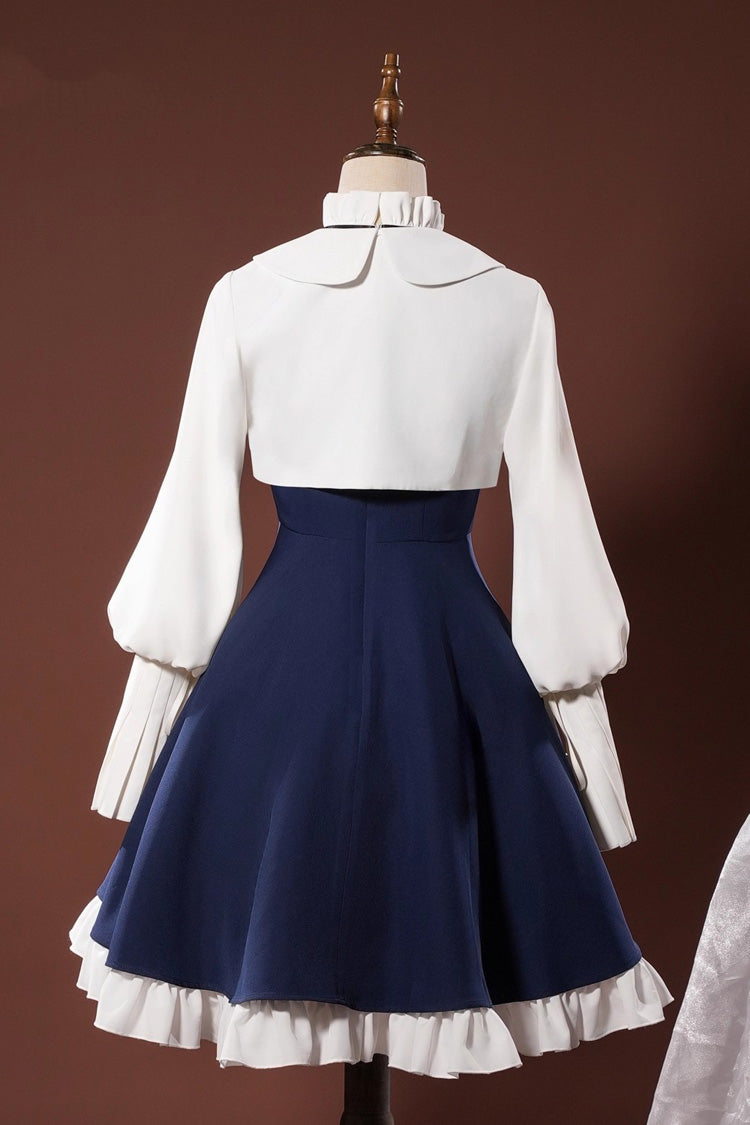 Blue/White [Arknights Amiya] Ruffle Bowknot Classic Cosplay Lolita Dress Set - Product - 3