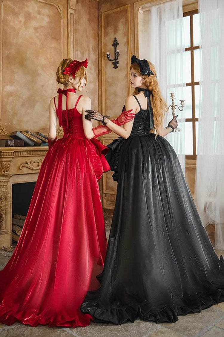 Black [Duet] Sleeveless Double-Layered Ruffle Bowknot Gothic Elegant Gorgeous Lolita Jsk Dress - Product - 13