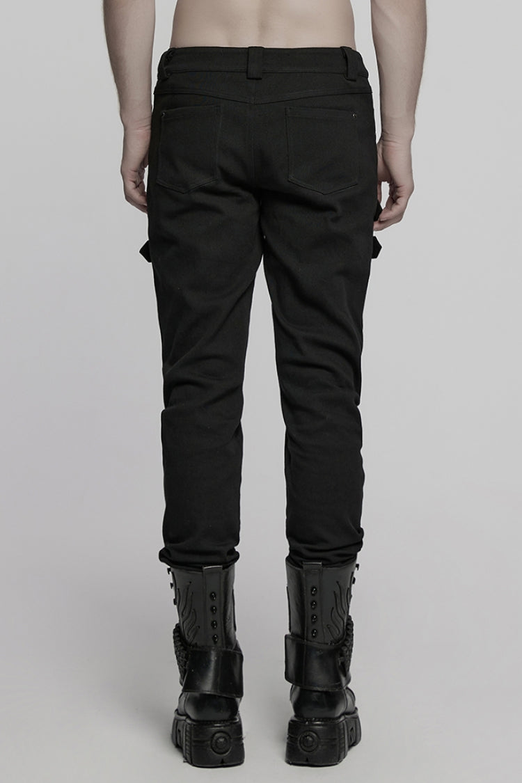 Black Buckle Skull Men's Punk Pants - Product - 3