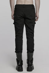 Black Buckle Skull Men's Punk Pants - Product - 3