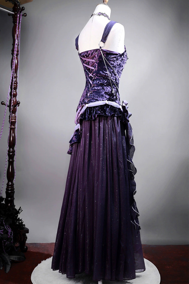 Purple [Mysterious Nocturne] Embroidery Bowknot Lace Classic Vintage Elegant Gorgeous Lolita Jsk Dress - Product - 4