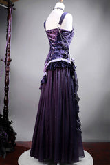Purple [Mysterious Nocturne] Embroidery Bowknot Lace Classic Vintage Elegant Gorgeous Lolita Jsk Dress - Product - 4