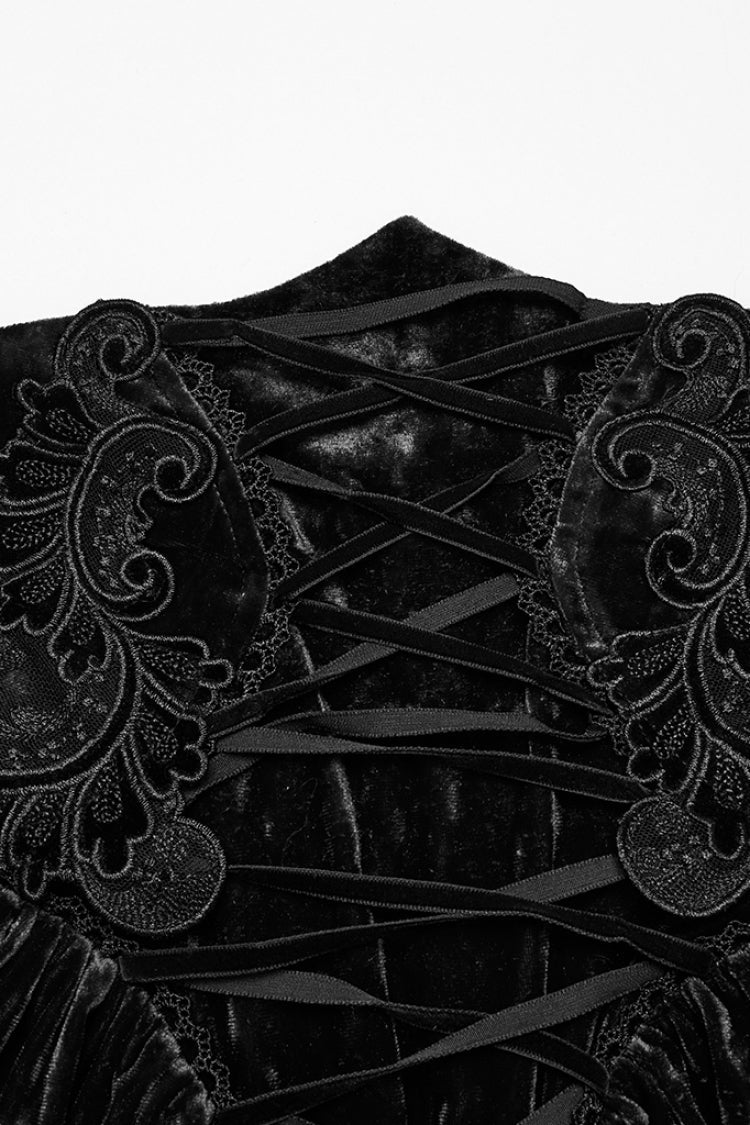 Black High Waisted Lace-Up Women's Gothic Fishtailed Skirt - Product - 5