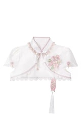 Pink [Whispers on Falling Cherry Blossoms] Printed Embroidered Tassel Sweet Classic Chinese Style Lolita Jsk Dress Set - Top(Only) - 16