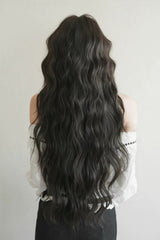 Black Brown Fluffy Natural Water Wave Curly Sweet Daily Lolita Long Wig - Product - 3