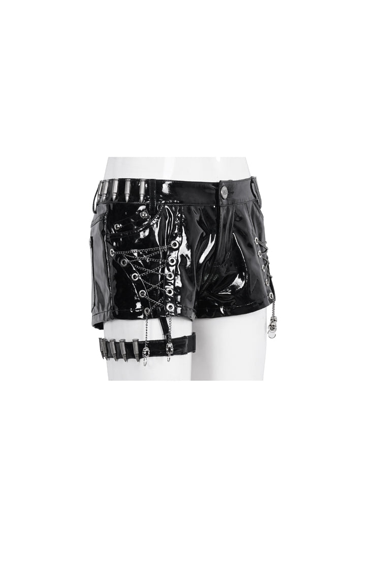 Black Slim Womens Steampunk Shorts - Product - 7