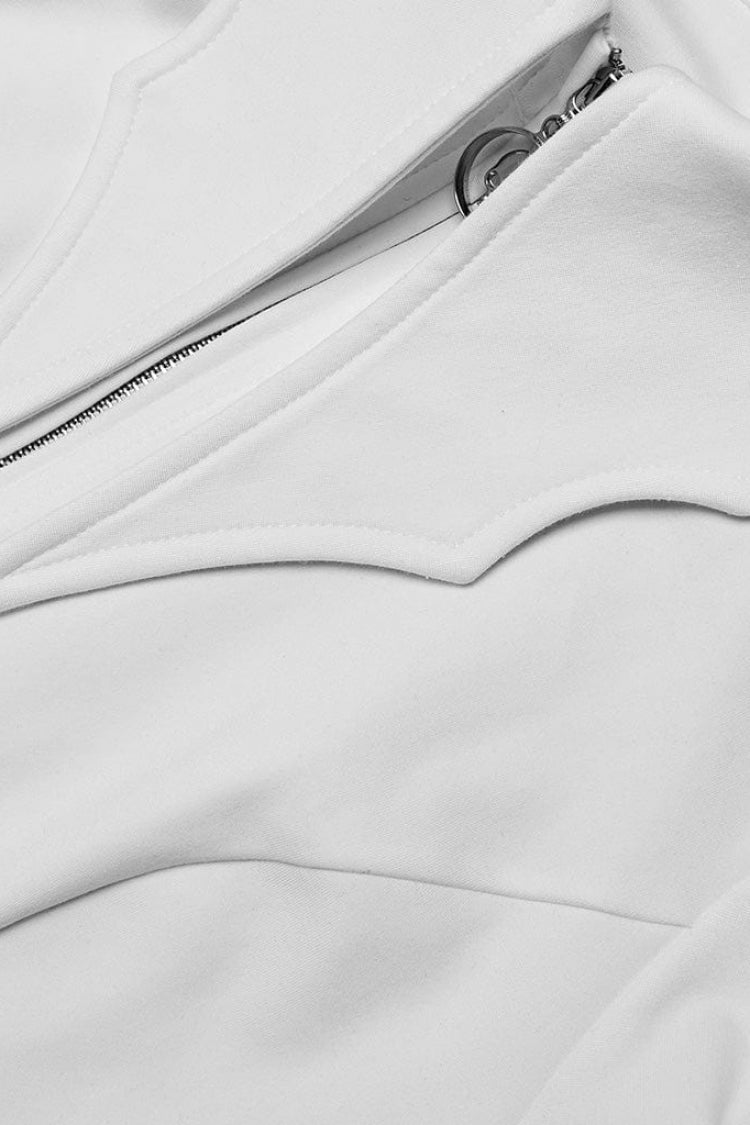 White Bat Collar Long Trumpet Sleeves Slim Womens Gothic Blouse - Product - 8