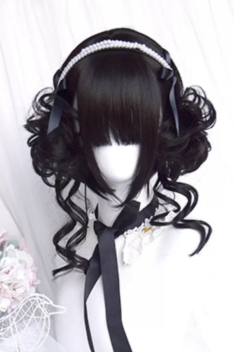 Black Dragon Whisker Bun Chinese Style Fluffy Side Clip Lolita Wig - Product - 3
