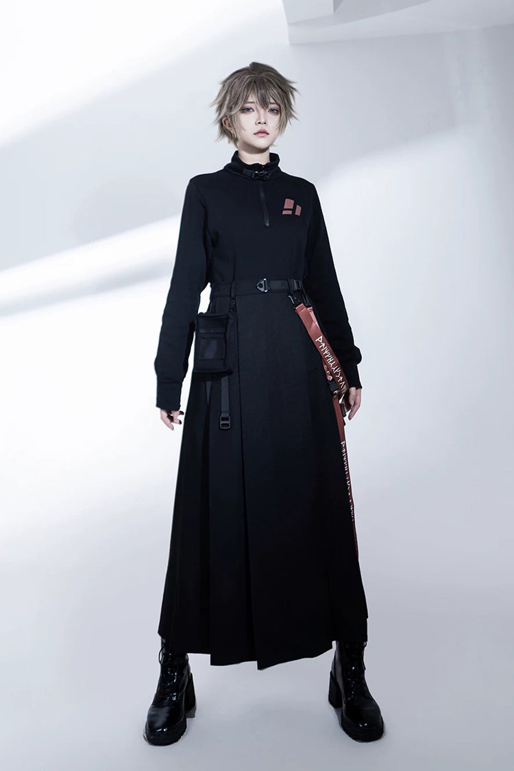 Black [Nameless Blade] Stand Collar Long Sleeves Gothic Prince Ouji Lolita Skirt Set - Product - 11