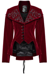 Red Swallow-tailed Velvet Long Sleeves Women's Gothic Jacket - Product - 3
