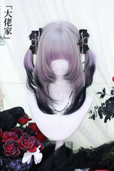Purple Gradient Air Bangs Sweet Lolita Short Wigs - Purple - 1