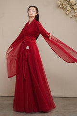Red Elegant Ancient Costume Sweet Hanfu Dress - Product - 4