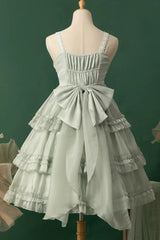 Green Starry Gauze Love Song Three-Tiered Ruffle Bowknot Sweet Lolita Tiered JSK Dress - Product - 11