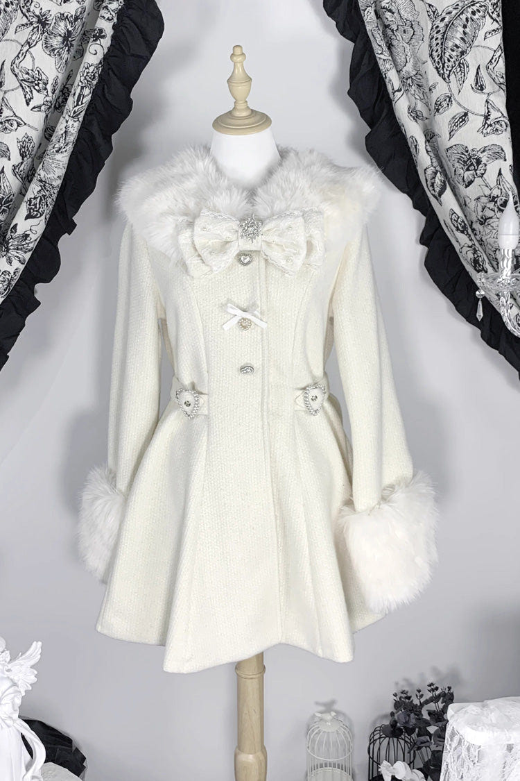 [Velvet Star Dream] Long Sleeves Bow Sweet Jirai Kei Japanese Overcoat 2 Colors - Product - 9
