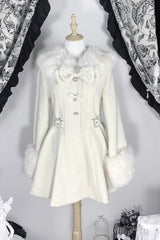 [Velvet Star Dream] Long Sleeves Bow Sweet Jirai Kei Japanese Overcoat 2 Colors - Product - 9