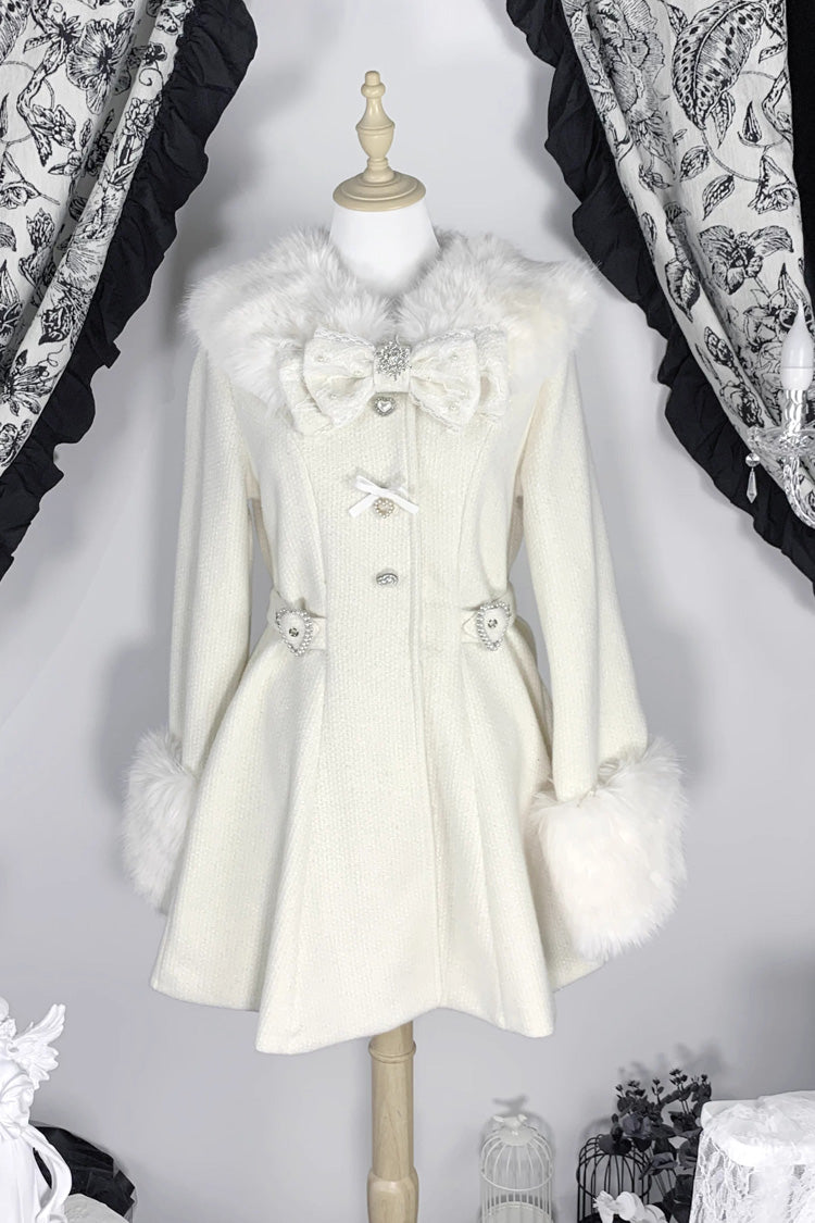 [Velvet Star Dream] Long Sleeves Bow Sweet Jirai Kei Japanese Overcoat 2 Colors - Product - 9