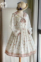 Ivory Sailor Collar Print Ruffle Bowknot Sweet Elegant Lolita Dress - Product - 6