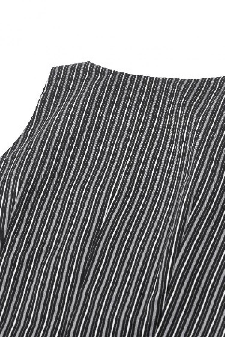 Black/White Striped Buckled Women's Gothic College Style Vest - Product - 15