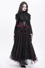 Black/Red Printed Spliced Lace Lace-Up Slim Zippered Women's Gothic Palace Corset - Product - 4