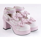 Pink Heel High Beautiful Synthetic Leather Round Straps Platform Sweet Lolita Shoes - Product - 5