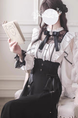 Black Ruffle Bowknot Slim Sweet Elegant Lolita Fishtail Skirt Dress - Product - 2