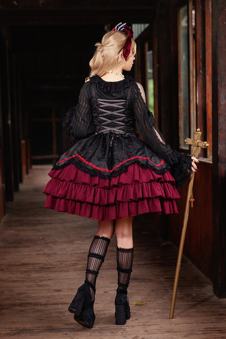 [Pearl Box] Sleeveless Triple-Layered Bowknot Lace Slim Pearl Sweet Elegant Lolita Jsk Dress 3 Colors - Product - 2