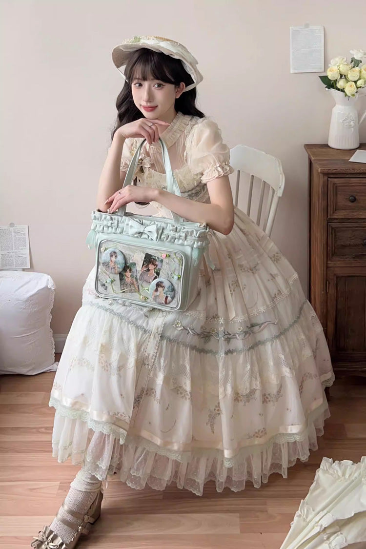 [Ballet Holiday] Ruffled Bow Sweet Japanese Crossbody Shoulder Lolita Itabag 10 Colors - Product - 7