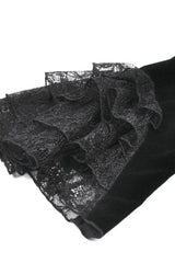 Black Stand Collar Long Flared Sleeves Lace Spliced Velvet Women's Gothic Cape - Product - 17