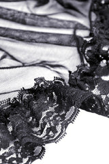 Black Multi-Layered Ruffled Lace Long Trumpet Sleeves Women's Gothic Princess Sexy Top - Product - 16