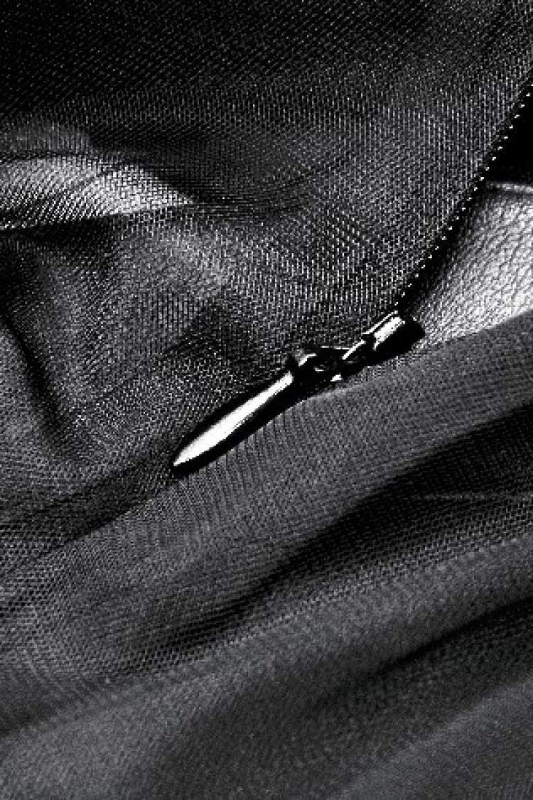 ブラック Vカラー ノースリーブ ティアード フリル Sheer メッシュ レディース パンク ワンピース 商品画像